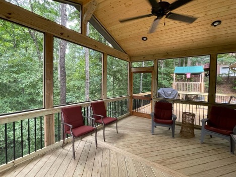 wooden deck and screened porch